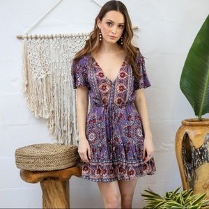 Bohemian floral mini dress. Sea Lustre.